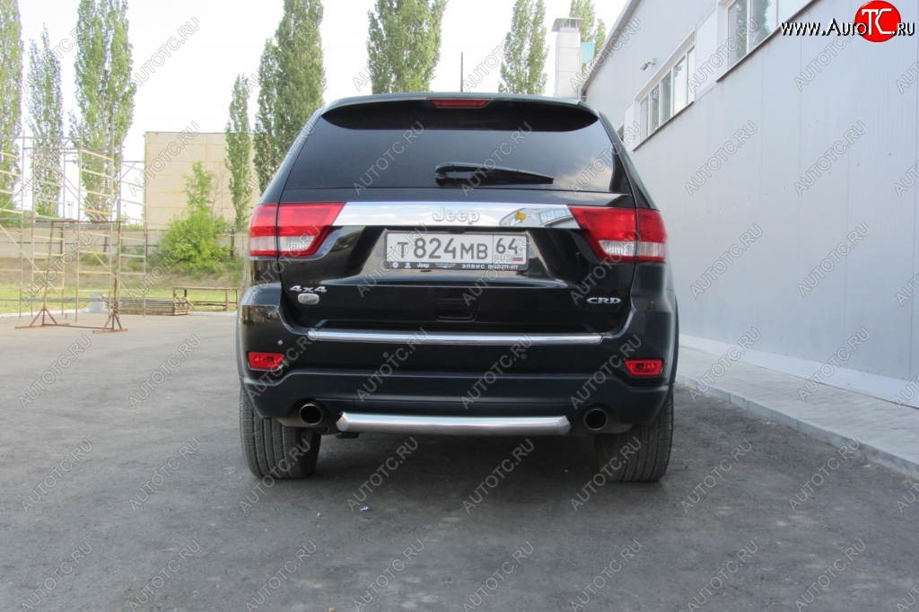 6 999 р. Защита заднего бампера из трубы d76 Slitkoff (короткая)  Jeep Grand Cherokee  WK2 (2010-2013) дорестайлинг (Цвет: серебристый)  с доставкой в г. Таганрог