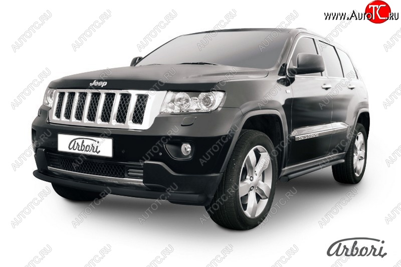 6 749 р. Защита переднего бампера Arbori (черная, 1 труба d57 mm). Jeep Grand Cherokee WK2 дорестайлинг (2010-2013)  с доставкой в г. Таганрог