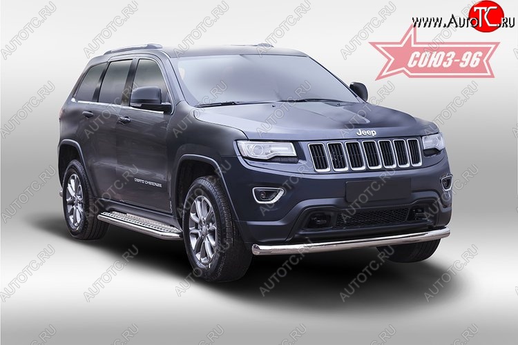 16 469 р. Защита переднего бампера одинарная рестайлинг Souz-96 (d76). Jeep Grand Cherokee WK2 дорестайлинг (2010-2013)  с доставкой в г. Таганрог