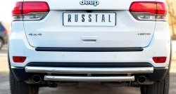 17 699 р. Защита заднего бампера (2 трубы Ø63 мм, дуги, нержавейка) SLITKOFF  Jeep Grand Cherokee  WK2 (2013-2018) 1-ый рестайлинг  с доставкой в г. Таганрог. Увеличить фотографию 1