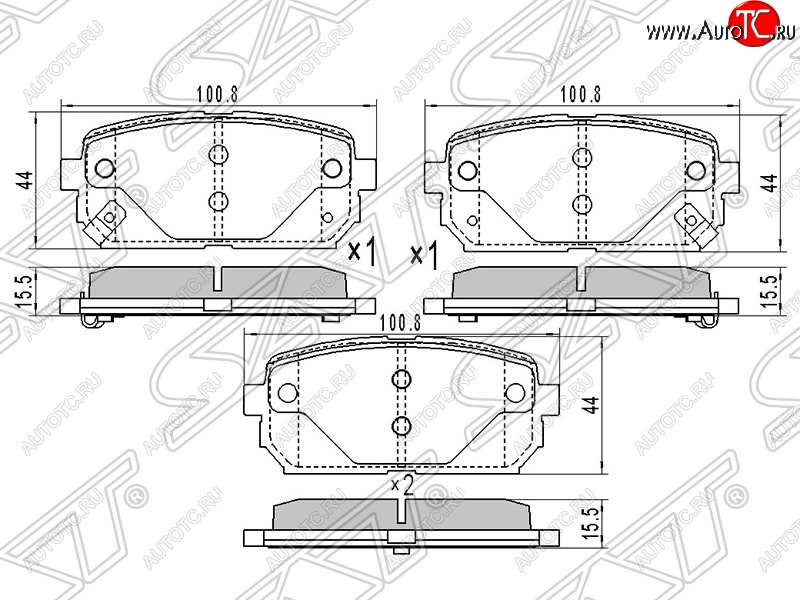 839 р. Колодки тормозные SAT (задние)  KIA Carens ( FC, RS,  UN) (1999-2013) дорестайлинг, рейсталинг  с доставкой в г. Таганрог