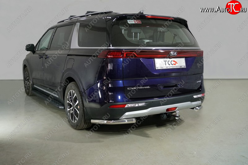 20 999 р. Защита заднего бампера (уголки) 2WD 2.2D ТСС 60,3 мм  KIA Carnival  KA4 (2020-2024) минивэн дорестайлинг, минивэн рестайлинг (длинные)  с доставкой в г. Таганрог