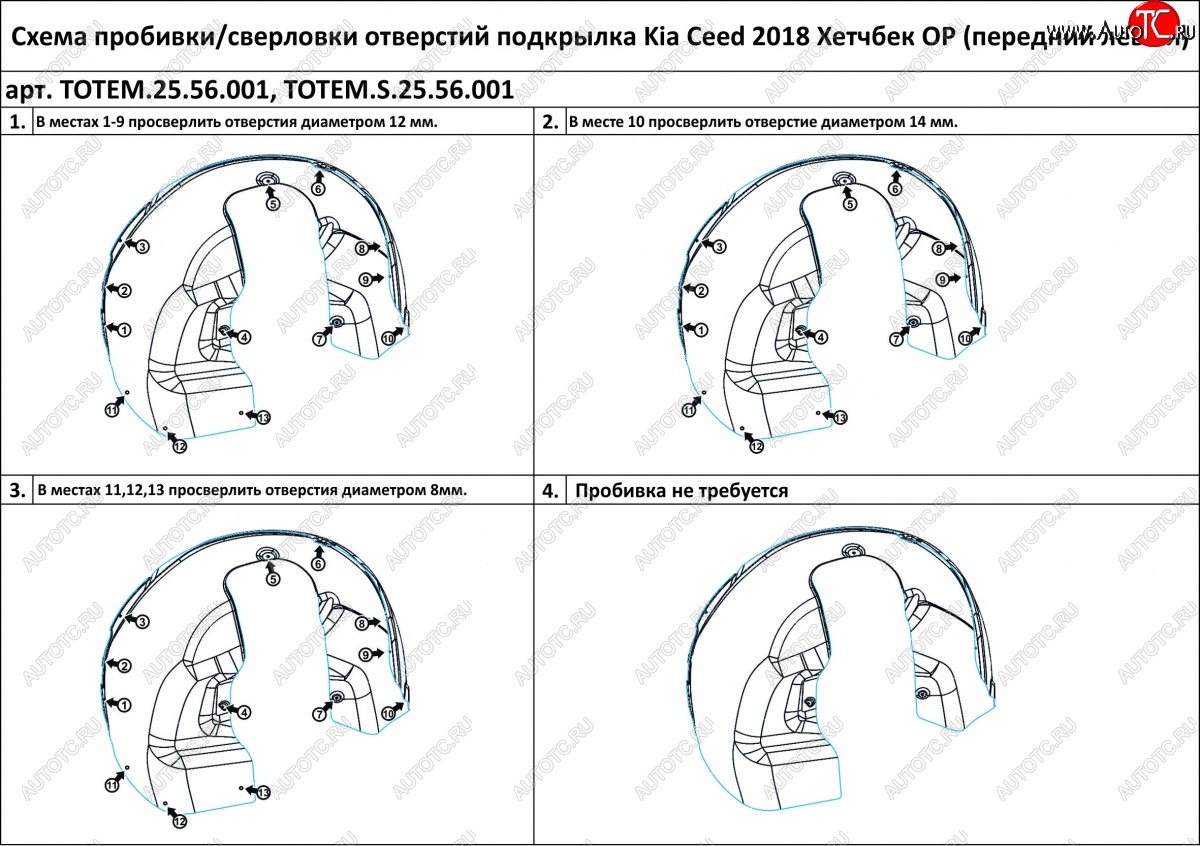 4 599 р. Правый подкрылок передний TOTEM (с шумоизоляцией) KIA Ceed 3 CD универсал (2018-2024)  с доставкой в г. Таганрог