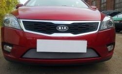 1 539 р. Защитная сетка на бампер Russtal (хром)  KIA Ceed  1 ED (2010-2012) рестайлинг универсал, рестайлинг, хэтчбэк 5 дв.  с доставкой в г. Таганрог. Увеличить фотографию 1