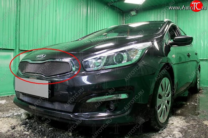 1 469 р. Сетка в решетку радиатора Russtal  KIA Ceed  1 ED (2010-2012) рестайлинг, хэтчбэк 5 дв. (черная)  с доставкой в г. Таганрог