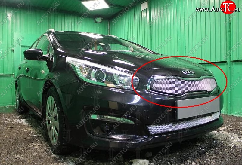 1 539 р. Сетка в решетку радиатора Russtal  KIA Ceed  1 ED (2010-2012) рестайлинг, хэтчбэк 5 дв. (хром)  с доставкой в г. Таганрог