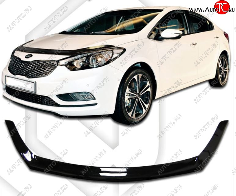 2 159 р. Дефлектор капота CA-Plastiс  KIA Cerato Koup  1 TD (2008-2013) купе (Classic черный, Без надписи)  с доставкой в г. Таганрог