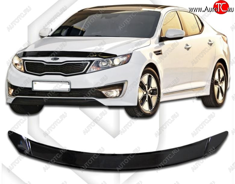 1 899 р. Дефлектор капота CA-Plastic  KIA Optima  3 TF (2010-2016) дорестайлинг седан, рестайлинг седан (Classic черный, Без надписи)  с доставкой в г. Таганрог