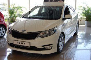 6 699 р. Накладка переднего бампера LitCompany KIA Rio 3 QB рестайлинг седан (2015-2017) (Неокрашенная)  с доставкой в г. Таганрог. Увеличить фотографию 2