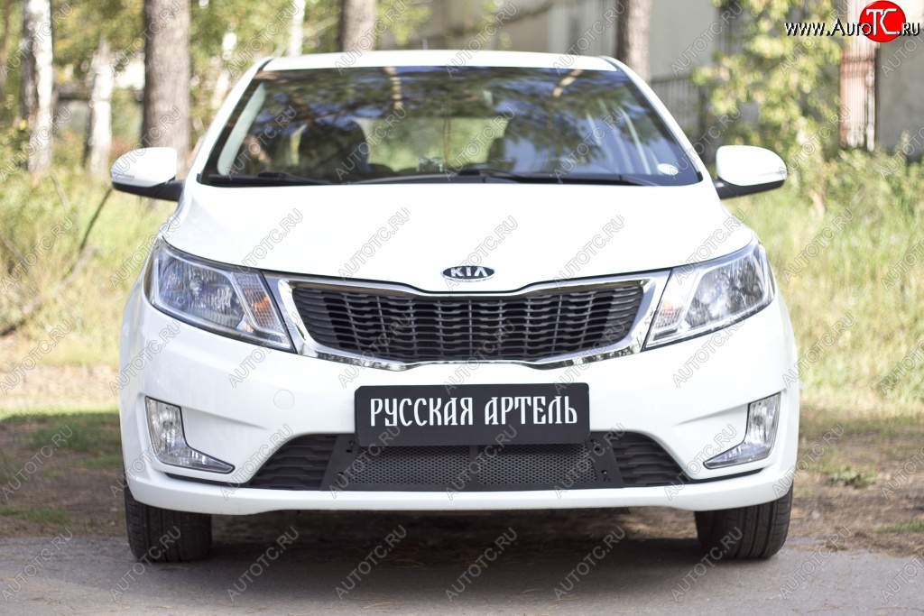 1 769 р. Защитная сетка решетки переднего бампера РА  KIA Rio  3 QB (2011-2015) дорестайлинг седан, дорестайлингхэтчбек5дв.  с доставкой в г. Таганрог