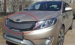 Сетка в решетку радиатора (к-я Premium) Russtal KIA Rio 3 QB дорестайлинг седан (2011-2015)  (хром)