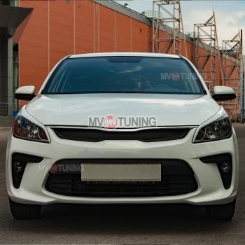 1 799 р. Реснички на фары MV-Tuning  KIA Rio ( 4 FB,  4 YB) (2016-2020) дорестайлинг седан, дорестайлинг, хэтчбэк (Неокрашенные)  с доставкой в г. Таганрог. Увеличить фотографию 1