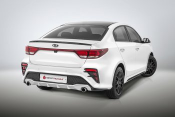 17 999 р. Задний бампер Kudos  KIA Rio  4 FB (2016-2020) дорестайлинг седан (Под парктроник и раздвоенный глушитель, Неокрашенный)  с доставкой в г. Таганрог. Увеличить фотографию 2