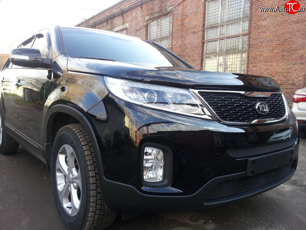 1 469 р. Нижняя сетка на бампер Russtal (черная)  KIA Sorento  XM (2012-2015) рестайлинг  с доставкой в г. Таганрог