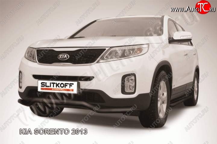 10 849 р. Защита переднего бампера из трубы d57 Slitkoff (волна)  KIA Sorento  XM (2012-2015) рестайлинг (Цвет: серебристый)  с доставкой в г. Таганрог