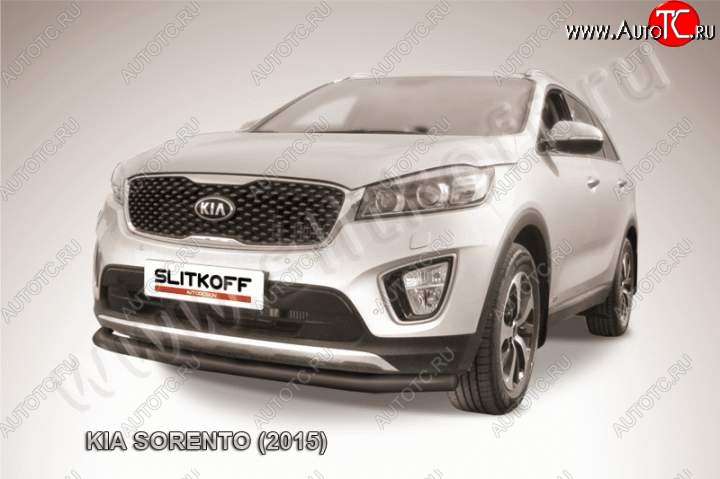 9 999 р. Защита переднего бампера из трубы d57 Slitkoff KIA Sorento UM/Prime дорестайлинг (2014-2018) (Цвет: серебристый)  с доставкой в г. Таганрог