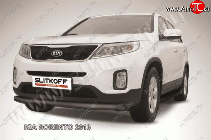 11 799 р. Защита переднего бампера из трубы d76 Slitkoff  KIA Sorento  XM (2012-2015) рестайлинг (Цвет: серебристый)  с доставкой в г. Таганрог