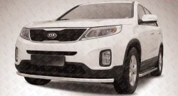 12 299 р. Одинарная защита переднего бампера из трубы диаметром 57 мм Slitkoff  KIA Sorento  XM (2012-2015) рестайлинг (Нержавейка, Полированная)  с доставкой в г. Таганрог. Увеличить фотографию 1