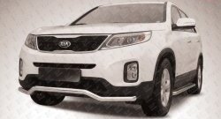 15 499 р. Фигурная защита переднего бампера диаметром 57 мм Slitkoff  KIA Sorento  XM (2012-2015) рестайлинг (Нержавейка, Полированная)  с доставкой в г. Таганрог. Увеличить фотографию 1