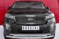 20 599 р. Защита переднего бампера (2 трубыØ63 и 42 мм, нержавейка) SLITKOFF  KIA Sorento  UM/Prime (2014-2018) дорестайлинг  с доставкой в г. Таганрог. Увеличить фотографию 1