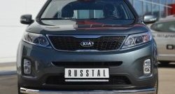 15 999 р. Одинарная защита переднего бампера диаметром 76 мм SLITKOFF  KIA Sorento  XM (2012-2015) рестайлинг  с доставкой в г. Таганрог. Увеличить фотографию 1