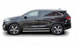 17 299 р. Защита порогов из круглой трубы диаметром 63 мм Russtal KIA Sorento UM/Prime дорестайлинг (2014-2018) (Защита порогов с со скосами на торцах (вариант 1))  с доставкой в г. Таганрог. Увеличить фотографию 3