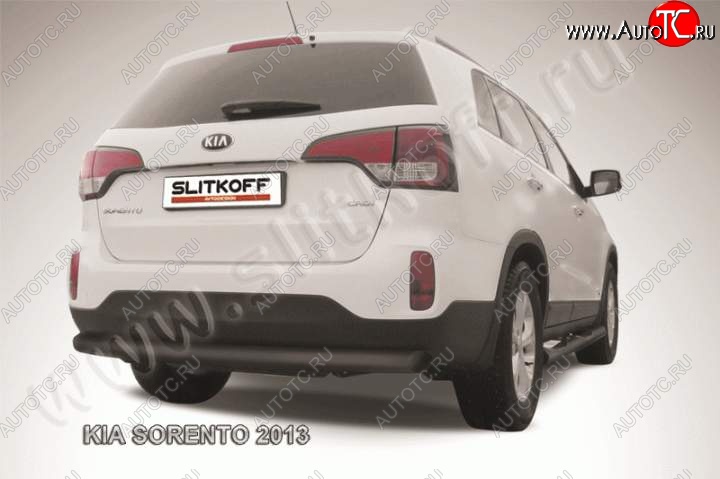 9 999 р. Защита заднего бампера из трубы d76 Slitkoff (длинная) KIA Sorento XM рестайлинг (2012-2015) (Цвет: серебристый)  с доставкой в г. Таганрог