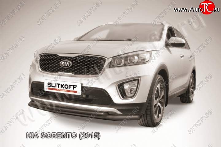 10 499 р. Защита переднего бампера из труб d57+d42 Slitkoff KIA Sorento UM/Prime дорестайлинг (2014-2018) (Цвет: серебристый)  с доставкой в г. Таганрог