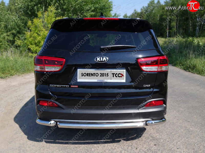 12 299 р. Защита заднего бампера (короткая) ТСС (нержавейка d 60,3 мм)  KIA Sorento  UM/Prime (2014-2018) дорестайлинг  с доставкой в г. Таганрог