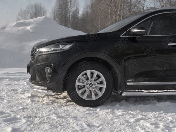 21 949 р. Защита переднего бампера (Ø 63/42 мм с углами, нержавейка) SLITKOFF  KIA Sorento  UM/Prime (2018-2020) рестайлинг  с доставкой в г. Таганрог. Увеличить фотографию 3