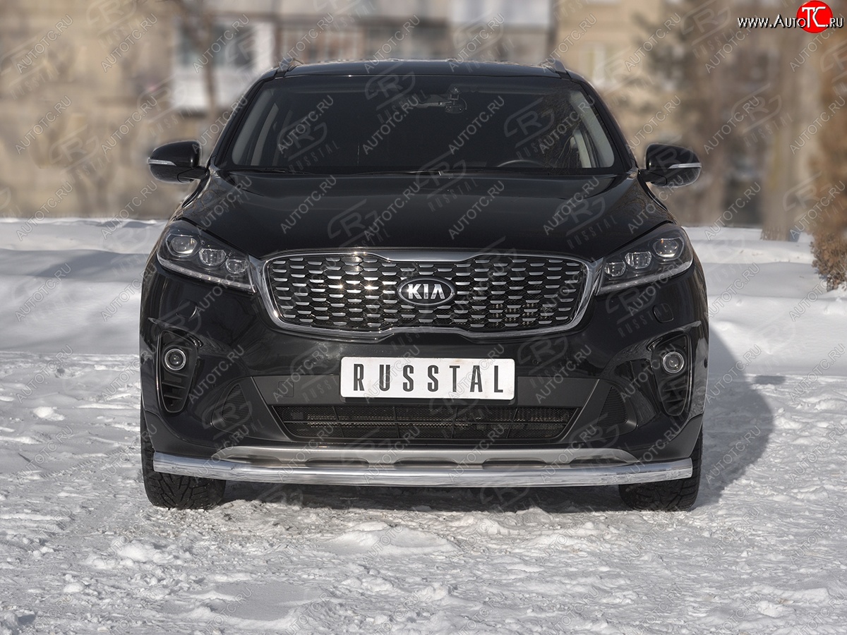 15 349 р. Защита переднего бампера (Ø63 мм, нержавейка) SLITKOFF  KIA Sorento  UM/Prime (2018-2020) рестайлинг  с доставкой в г. Таганрог