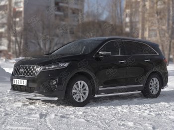 20 899 р. Защита переднего бампера (2 трубы Ø63 и 42 мм, нержавейка) SLITKOFF  KIA Sorento  UM/Prime (2018-2020) рестайлинг  с доставкой в г. Таганрог. Увеличить фотографию 2