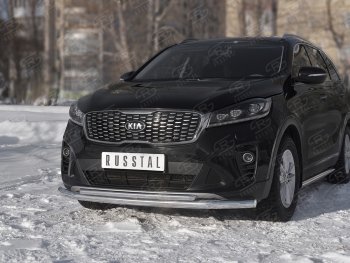 20 899 р. Защита переднего бампера (2 трубы Ø63 и 42 мм, нержавейка) SLITKOFF  KIA Sorento  UM/Prime (2018-2020) рестайлинг  с доставкой в г. Таганрог. Увеличить фотографию 4