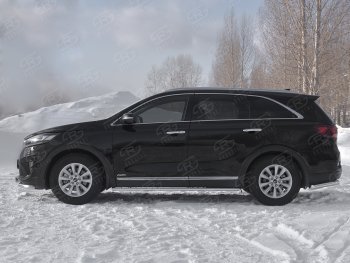 21 749 р. Защита порогов (Ø75x42 мм с проступью, нержавейка) Russtal KIA Sorento UM/Prime рестайлинг (2018-2020)  с доставкой в г. Таганрог. Увеличить фотографию 2