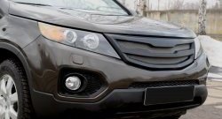 4 999 р. Решётка радиатора RA  KIA Sorento  XM (2009-2012) дорестайлинг (Глянец под окраску, с металлической сеткой, Неокрашенная)  с доставкой в г. Таганрог. Увеличить фотографию 2