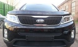 1 469 р. Нижняя сетка на бампер Russtal (черная)  KIA Sorento  XM (2012-2015) рестайлинг  с доставкой в г. Таганрог. Увеличить фотографию 1