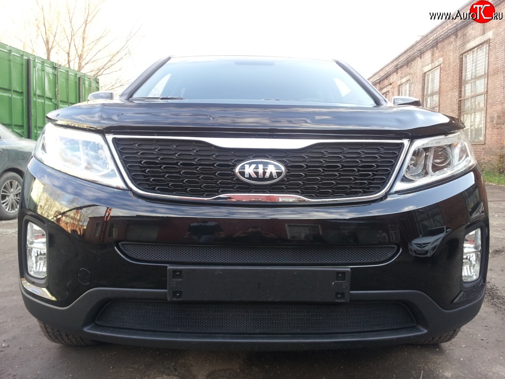 1 469 р. Нижняя сетка на бампер Russtal (черная)  KIA Sorento  XM (2012-2015) рестайлинг  с доставкой в г. Таганрог