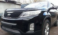 1 539 р. Сетка верхнего воздухозаборника переднего бампера Russtal  KIA Sorento  XM (2012-2015) рестайлинг (хром)  с доставкой в г. Таганрог. Увеличить фотографию 1