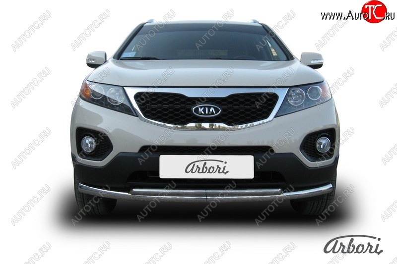 17 099 р. Защита переднего бампера Arbori (нержавейка, 2 трубы d57 и 42 mm)  KIA Sorento  XM (2009-2012) дорестайлинг  с доставкой в г. Таганрог