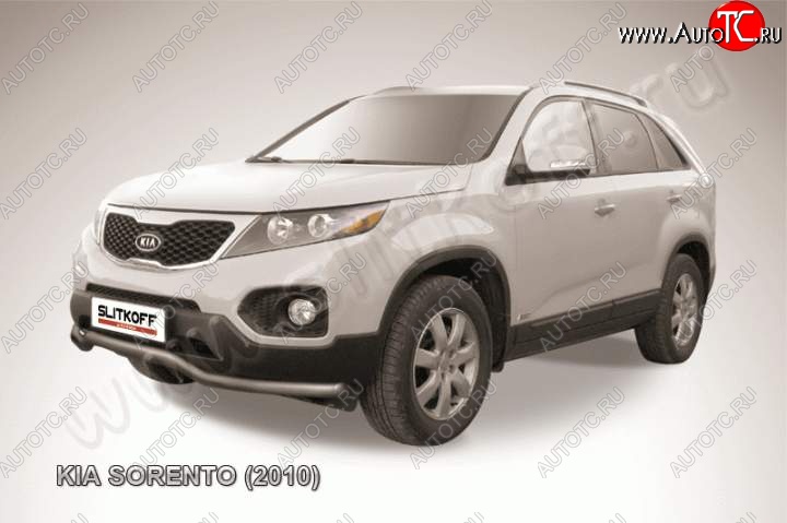 11 999 р. Защита переднего бампера из трубы d57 Slitkoff (волна) KIA Sorento XM дорестайлинг (2009-2012) (Цвет: серебристый)  с доставкой в г. Таганрог