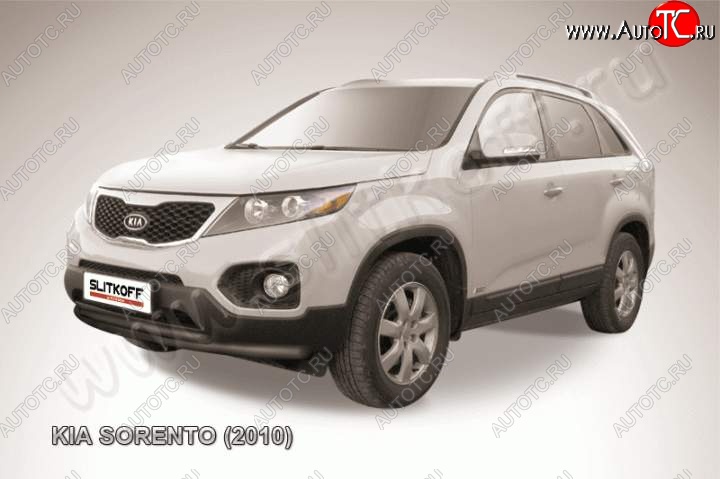 10 299 р. Защита переднего бампера из труб d57+d42 Slitkoff (двойная) KIA Sorento XM дорестайлинг (2009-2012) (Цвет: серебристый)  с доставкой в г. Таганрог