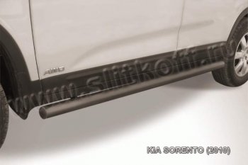 10 349 р. Защита порогов из труб d57 Slitkoff  KIA Sorento  XM (2009-2012) дорестайлинг (Цвет: серебристый)  с доставкой в г. Таганрог. Увеличить фотографию 1