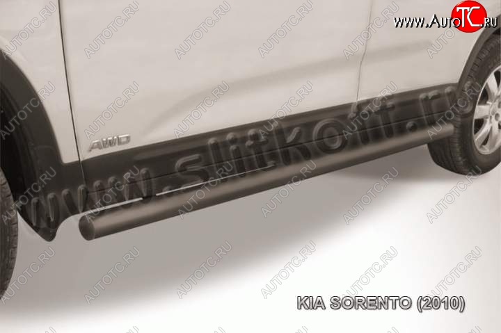 10 349 р. Защита порогов из труб d57 Slitkoff  KIA Sorento  XM (2009-2012) дорестайлинг (Цвет: серебристый)  с доставкой в г. Таганрог