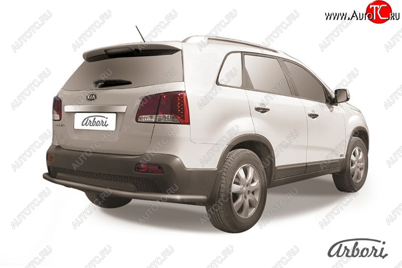 8 099 р. Защита заднего бампера Arbori (длинная, черная, 1 труба d57 mm). KIA Sorento XM дорестайлинг (2009-2012)  с доставкой в г. Таганрог