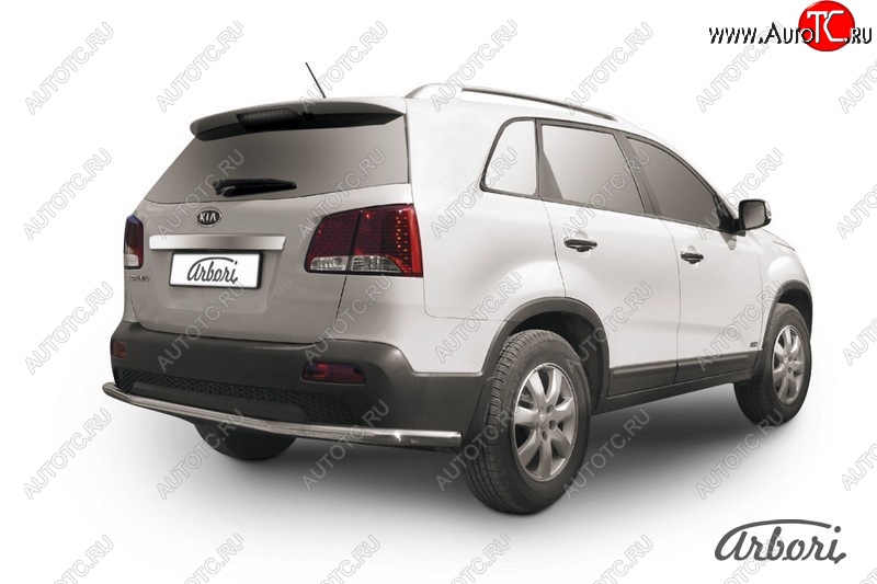 15 299 р. Защита заднего бампера Arbori (длинная, нержавейка, 1 труба d57 mm). KIA Sorento XM дорестайлинг (2009-2012)  с доставкой в г. Таганрог