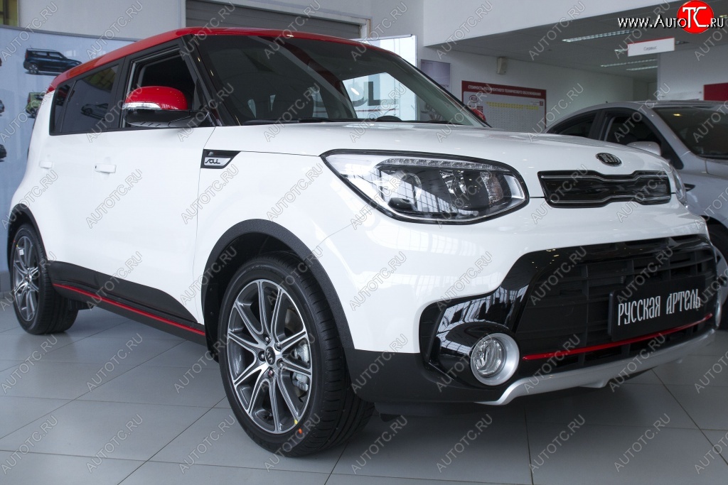 4 999 р. Накладки на колёсные арки RA (комплект 4 шт.)  KIA Soul  PS (2017-2019) рестайлинг (Поверхность шагрень)  с доставкой в г. Таганрог