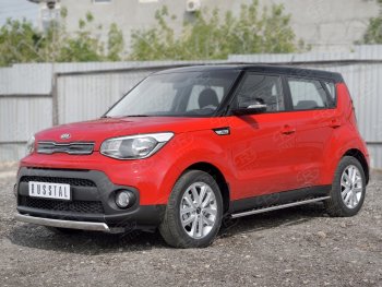 10 349 р. Защита переднего бампера (Ø75х42 мм, нержавейка) Russtal KIA Soul PS дорестайлинг (2014-2016)  с доставкой в г. Таганрог. Увеличить фотографию 3