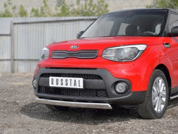 10 349 р. Защита переднего бампера (Ø75х42 мм, нержавейка) Russtal KIA Soul PS дорестайлинг (2014-2016)  с доставкой в г. Таганрог. Увеличить фотографию 4