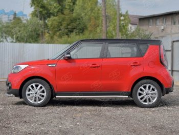 20 849 р. Защита порогов из круглой трубы диаметром 63 мм SLITKOFF v2  KIA Soul  PS (2014-2016) дорестайлинг  с доставкой в г. Таганрог. Увеличить фотографию 2