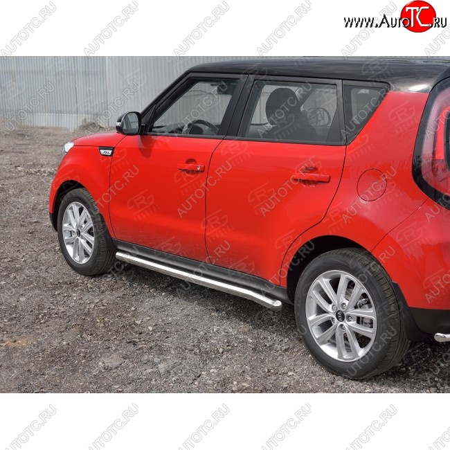 21 999 р. Защита порогов из круглой трубы диаметром 63 мм SLITKOFF v3 KIA Soul PS дорестайлинг (2014-2016)  с доставкой в г. Таганрог